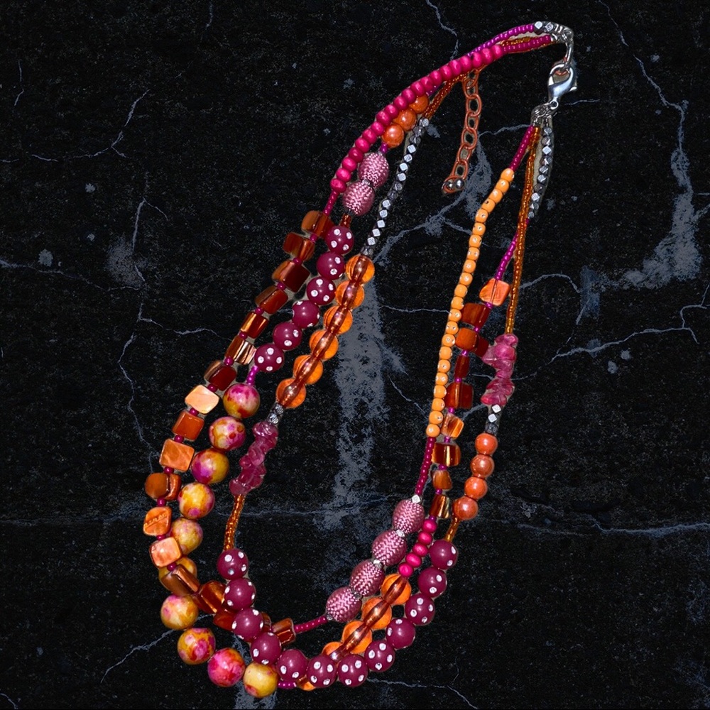 Pink & Orange Bead Necklace